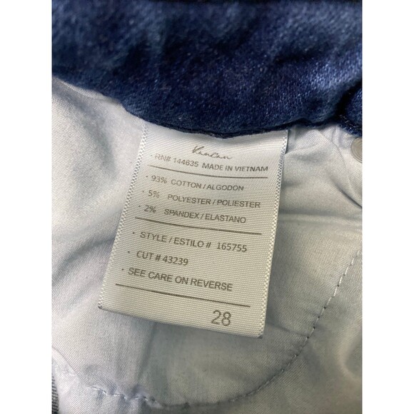 28 Kancan High Rise Distressed Flare Raw Fray Hem Dark Wash Blue - Picture 6 of 7